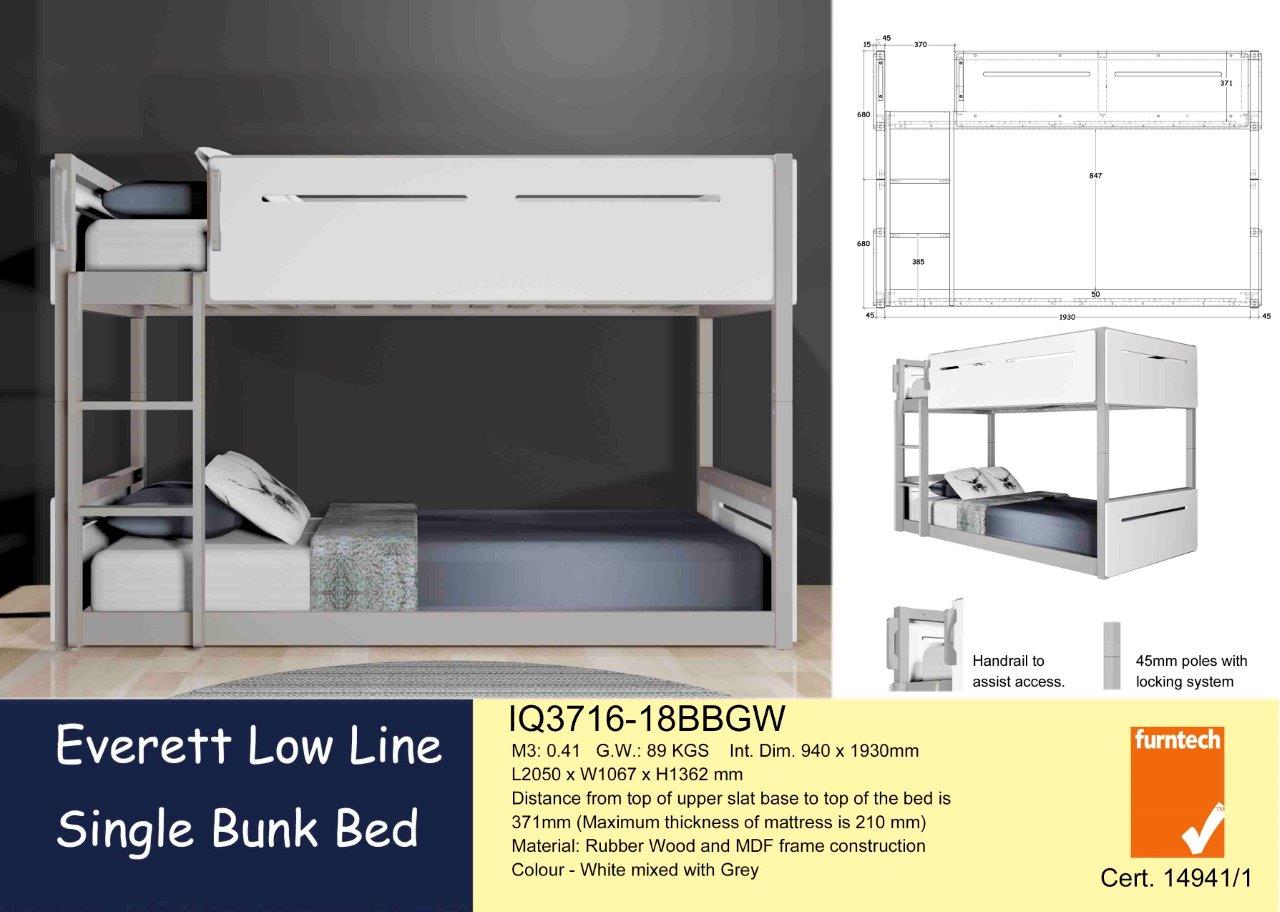 Everett Low Line Single Bunk Bed